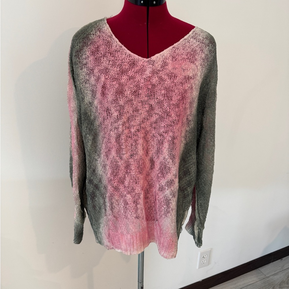 Women's Pink and Gray Sweater